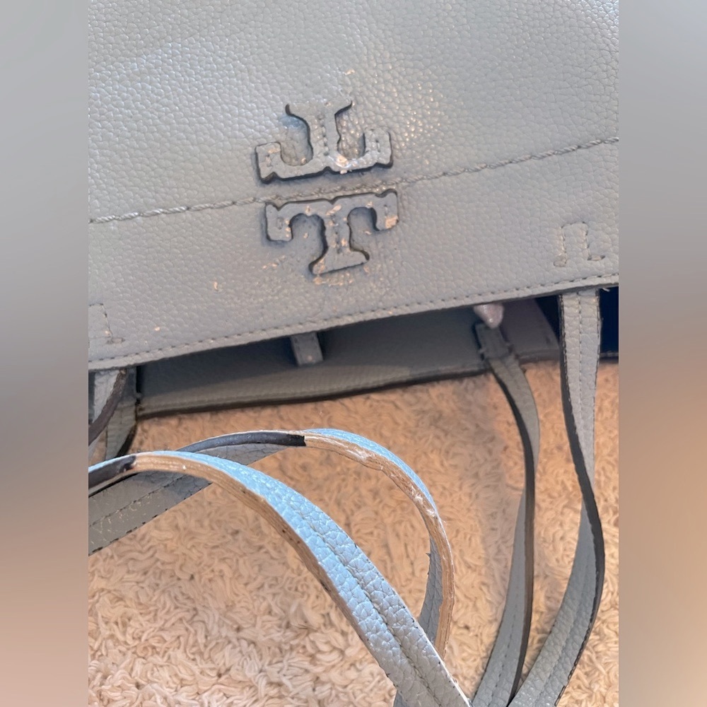 Tory Burch Sky Blue Leather Tote Bag - Picture 6 of 16